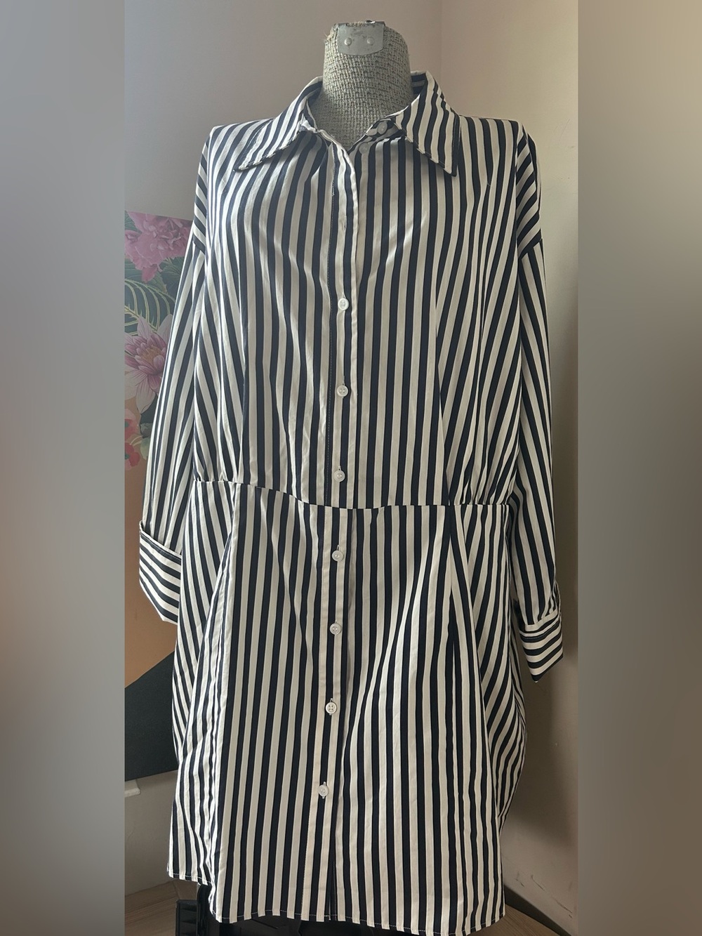 NWT H&M MODERN/CLASSIC STRIPED DRESS Sz.XXL LOOSE FIT BODICE, FITTED SKIRT - Picture 3 of 9